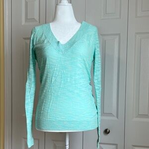 Express Mint V-Neck Lightweight Sweater (L)